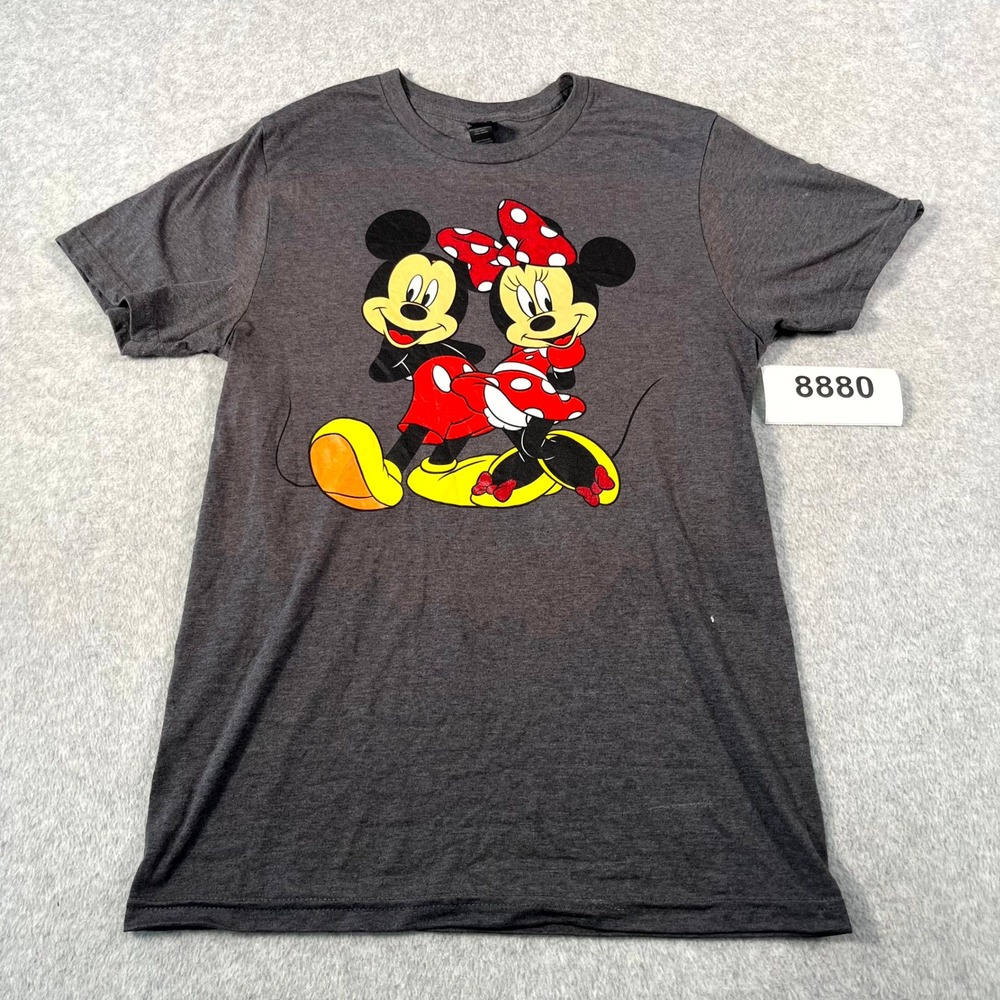 Disney T Shirt Mens Small Gray Mickey Mouse Minnie Mouse Graphic Print Casual